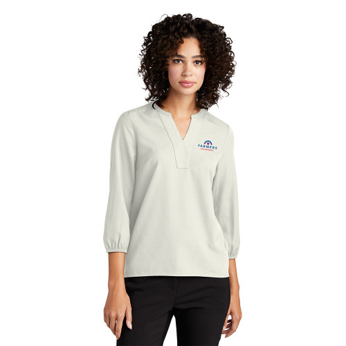 Women's Ivory Stretch Crepe 3/4-Sleeve Blouse