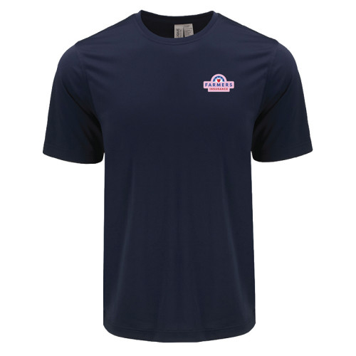 Men's Navy Performance Short Sleeve Tee - Pink Logo