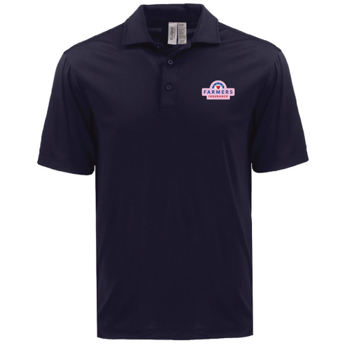 Men's Navy Performance Jersey Polo - Pink Logo