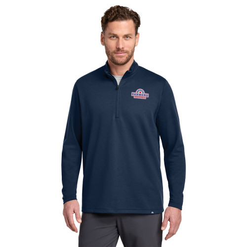 TravisMathew Navy 1/4-Zip - Pink Logo