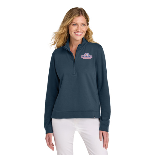 TravisMathew Women’s Navy 1/2-Zip - Pink Logo