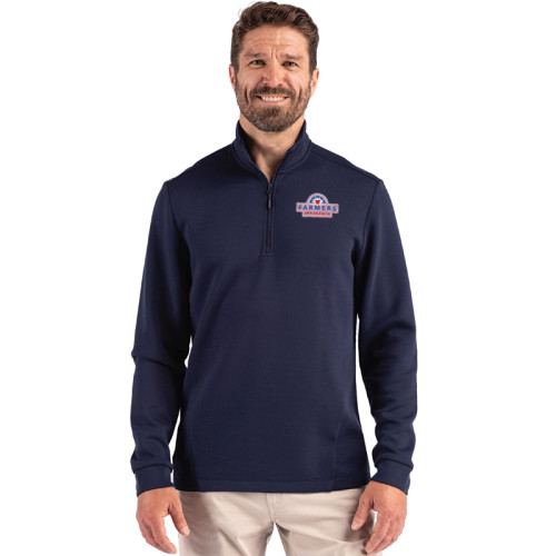 Men's Navy Performance 1/4 Zip Sweatshirt - Pink Logo